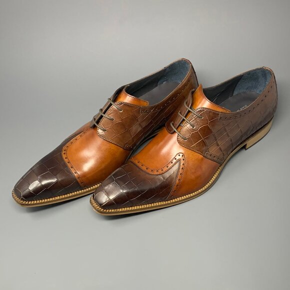 *NEW* DUCA ‘Valentano’ Italian Calfskin / Croco Embossed Print / Men’s 13 Derby - Picture 2 of 14